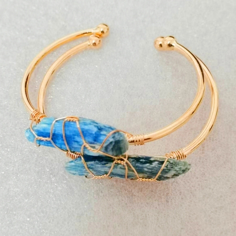 10 Pieces Ethnic Style Geometric Crystal Handmade Bangle