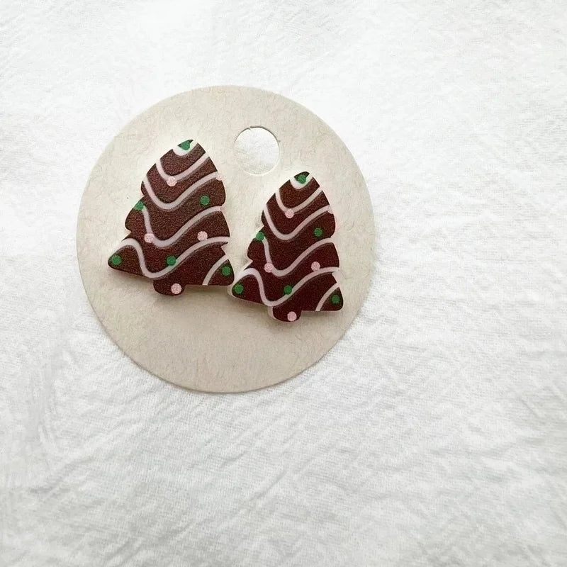 Cartoon Style Christmas Tree Arylic Printing Christmas Women's Earrings 1 Pair