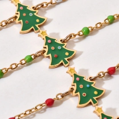 Cartoon Style Cute Christmas Tree Stainless Steel Bracelets In Bulk Christmas