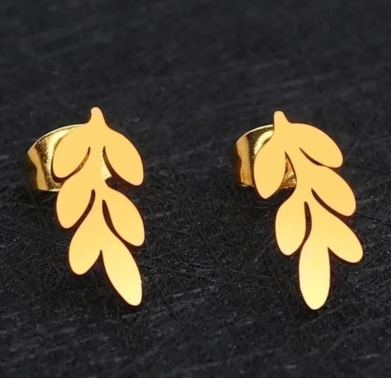 1 Pair Fashion Leaves 304 Stainless Steel 18K Gold Plated Ear Studs