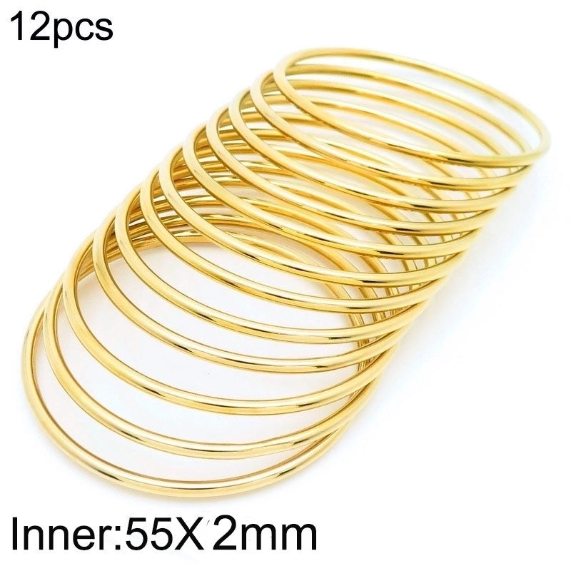 304 Stainless Steel 18K Gold Plated Minimalist Round Solid Color Bangle