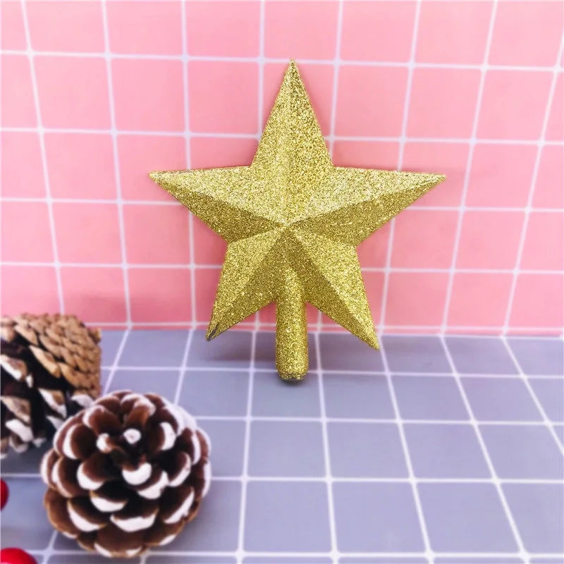 Christmas Stars Christmas Christmas Tree Decorations 23cm Golden Christmas Tree Pendant Five-pointed Star With Gold Powder