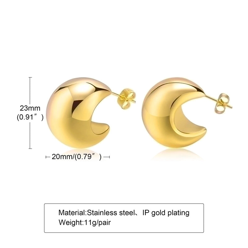 1 Pair Minimalist Solid Color Plating 201 Stainless Steel 18K Gold Plated Stainless Steel Earrings