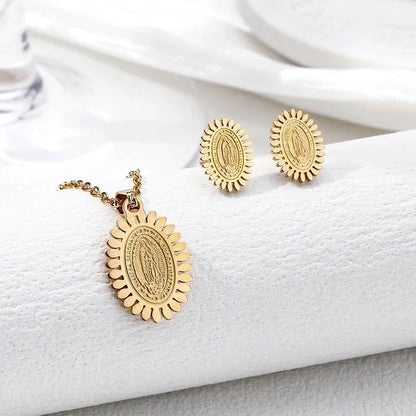 Vintage Style Geometric 304 Stainless Steel 18K Gold Plated Plating Earrings Necklace