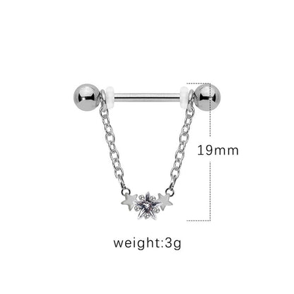 1 Piece Nipple Rings & Studs IG Style Shiny Heart Shape Flower 316L Stainless Steel Alloy Titanium Steel Epoxy Chain Inlay Resin Rhinestones Glass White Gold Plated Gold Plated