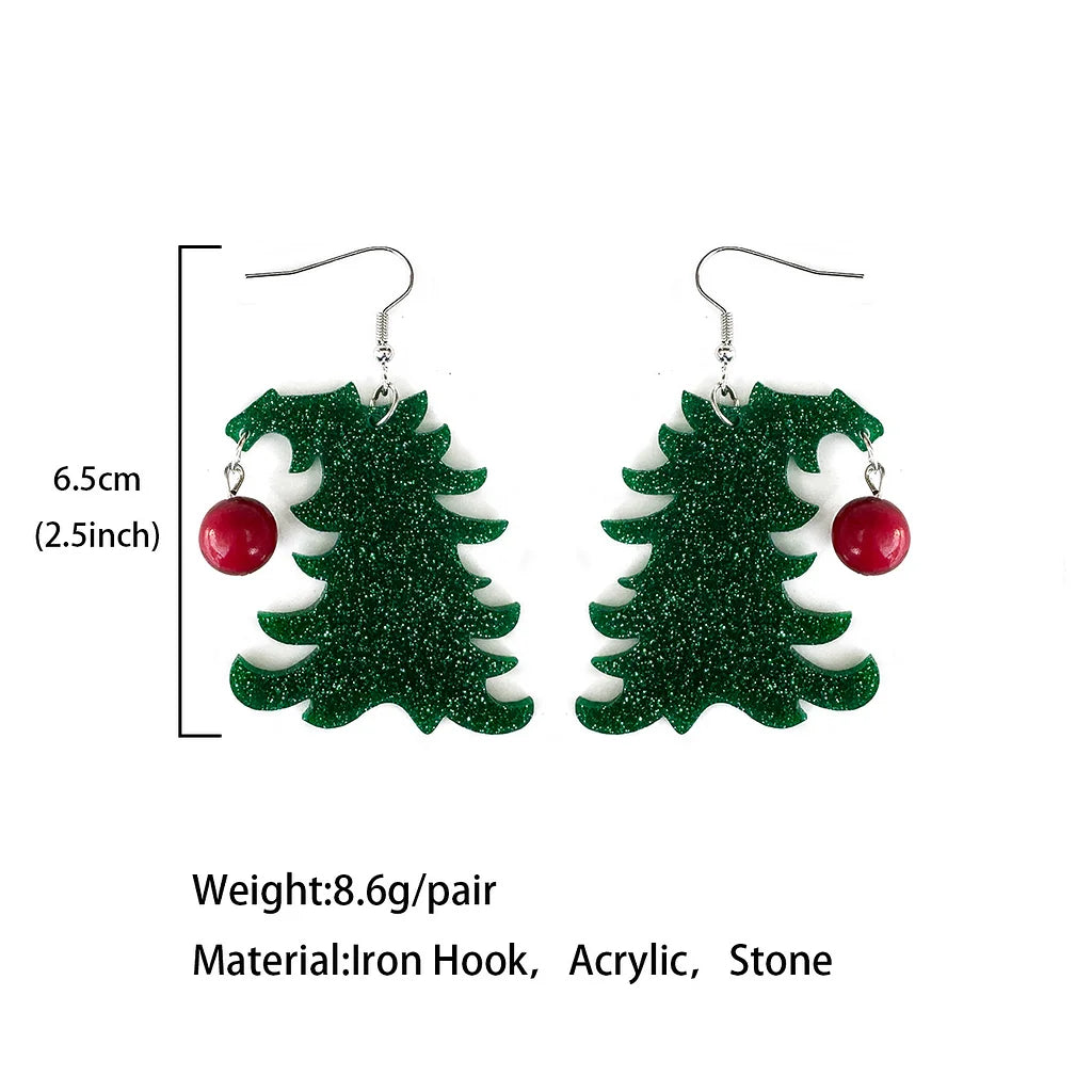 Christmas Tree Acrylic Spliced Earrings Christmas Exaggerated Festival