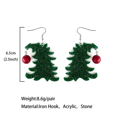 Christmas Tree Acrylic Spliced Earrings Christmas Exaggerated Festival