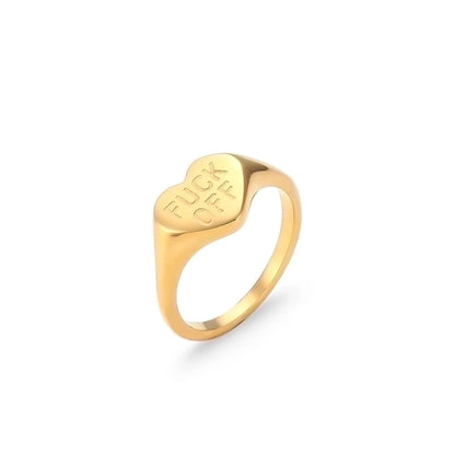 Fashion Letter 304 Stainless Steel No Inlaid 18K Gold Plated Rings