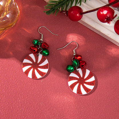 Christmas Earrings Red Bell Studs Candy Color Snowflake Studs Alloy Christmas Ear Accessories