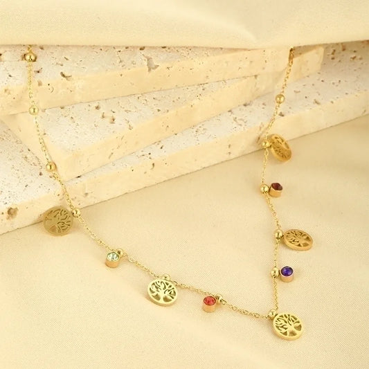 304 Stainless Steel Minimalist Shiny Polishing Plating Bc1035 Lucky Tree Pendant Necklace