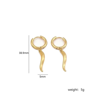 Stainless Steel 18K Gold Plated Minimalist Plating Chili Drop Earrings