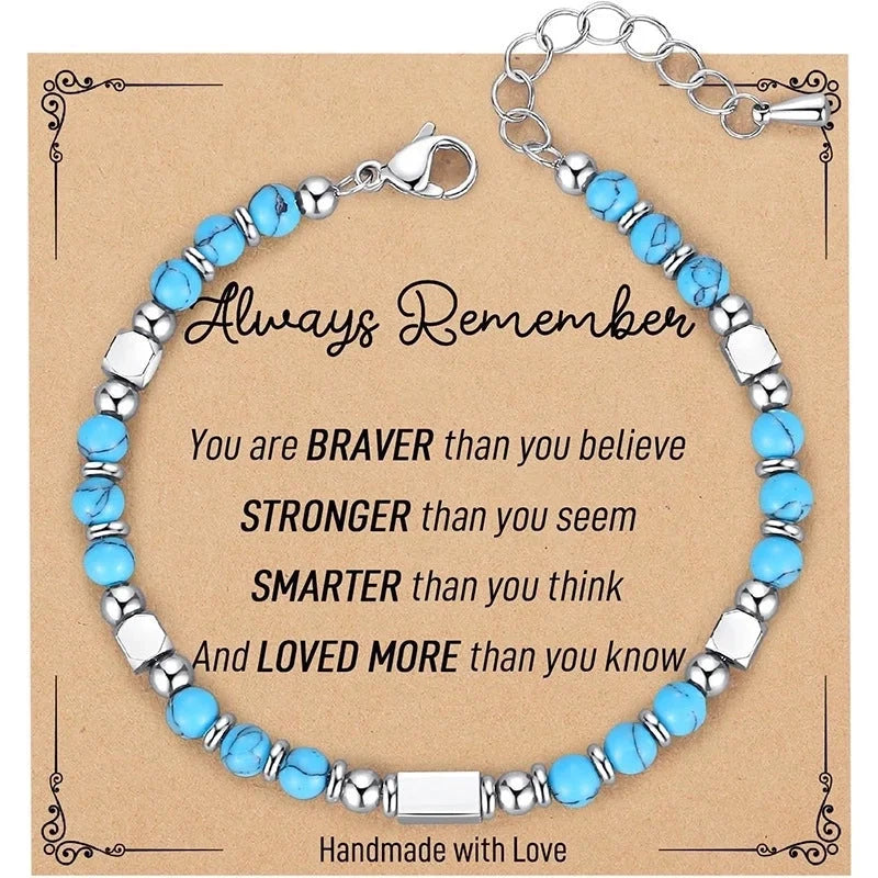 Minimalist Classic Style Round 304 Stainless Steel Natural Stone Bracelets In Bulk