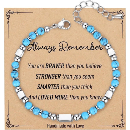 Minimalist Classic Style Round 304 Stainless Steel Natural Stone Bracelets In Bulk