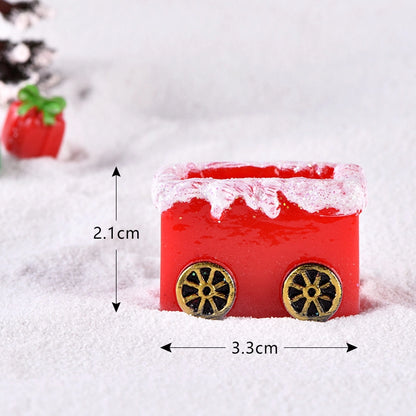 New Christmas Old Man Snowman Micro Landscape Snow Scene Train Box Christmas Socks Small Gift Bells Resin Ornaments