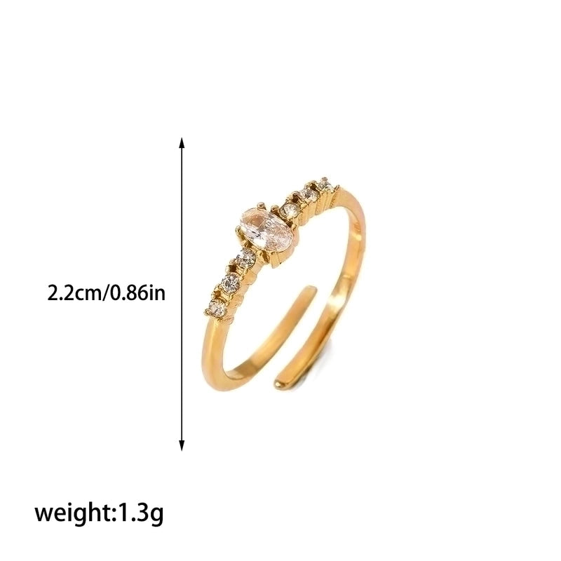 304 Stainless Steel Retro Polishing Plating Circle Zircon Rings