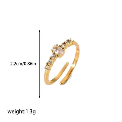 304 Stainless Steel Retro Polishing Plating Circle Zircon Rings