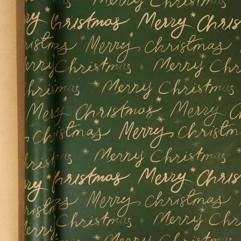 Large Size Gift Wrapping Paper Roll Brown Christmas Reindeer Head Elk Green Plaid Gift Box Recyclable Gift Paper