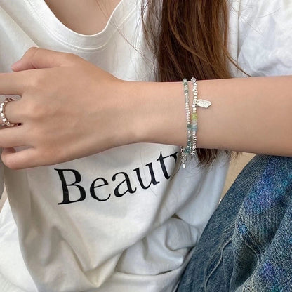 Minimalist Heart Shape Gold Plated Beaded Bracelets 1 Piece