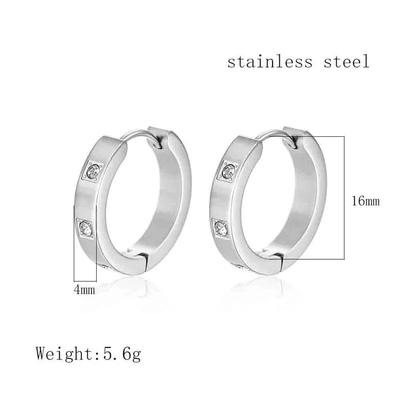 Micro-inlaid Zircon Stainless Steel Round Earrings