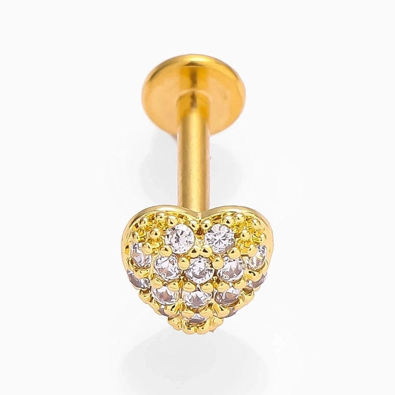 1 Piece Lip Rings Minimalist Commute Leaves Heart Shape Flower 316L Stainless Steel Inlay Zircon 18K Gold Plated Ear Cartilage Rings & Studs