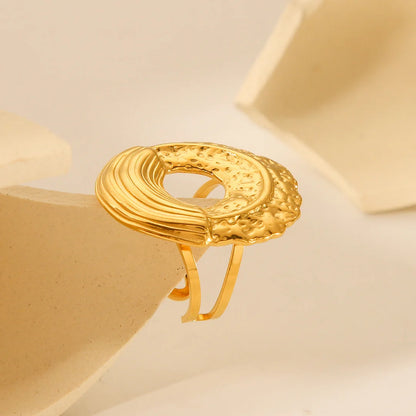 IG Style Ring Irregular Hammered Geometric Stainless Steel Electroplating Rings