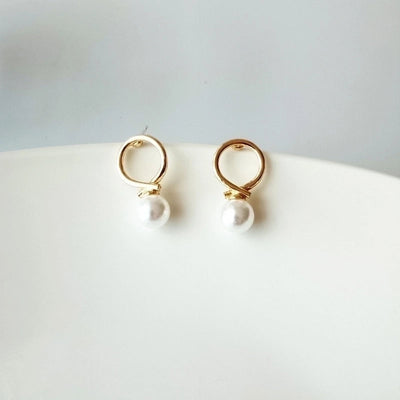 Minimalist Heart Shape Flower Resin Inlay Artificial Pearls Rhinestones Drop Earrings 1 Pair