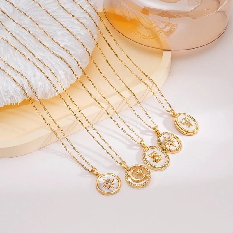 304 Stainless Steel Copper Cable Chain Animal Bear Pendant Necklace