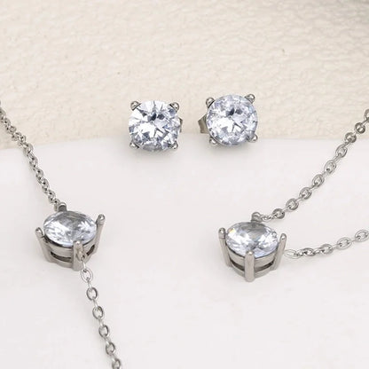 3 Pieces Minimalist IG Style Geometric 304 Stainless Steel Zircon Inlay Stainless Steel Jewelry Sets
