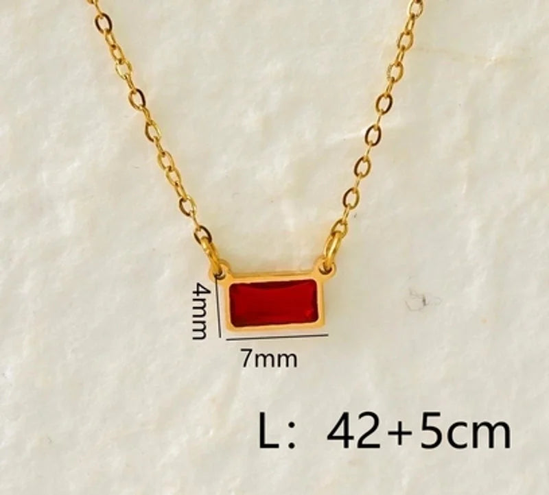 IG Style Modern Style Classic Style Rectangle 304 Stainless Steel Zircon 18K Gold Plated Inlay Pendant Necklace