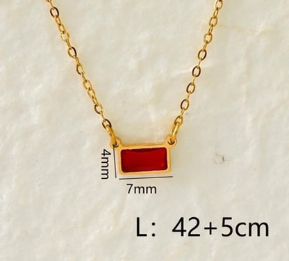 IG Style Modern Style Classic Style Rectangle 304 Stainless Steel Zircon 18K Gold Plated Inlay Pendant Necklace