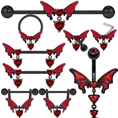 Cool Style Heart Shape Stainless Steel Plating Nipple Ring Belly Ring Nose Ring