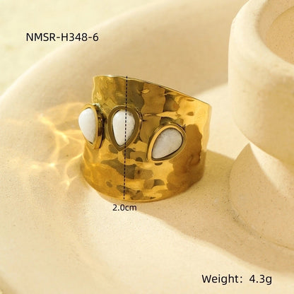 Modern Style Classic Style Geometric 304 Stainless Steel Natural Stone Plating Open Rings