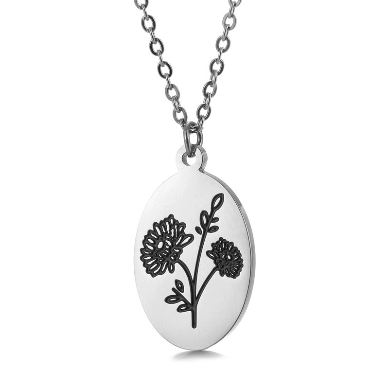 Fashion Flower Titanium Steel Plating Pendant Necklace 1 Piece