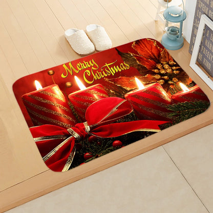 Cute Santa Claus Flannel Fabric Floor Mat