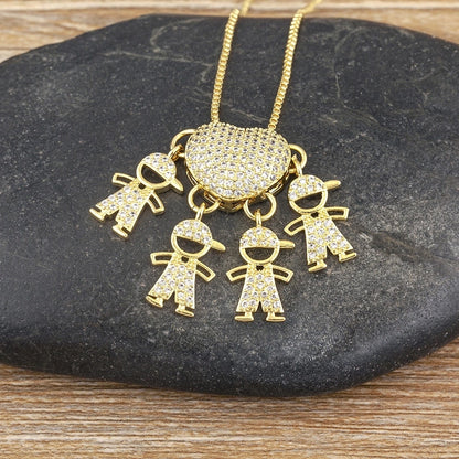 2 Pieces Exaggerated Novelty Modern Style Human Copper Plating Inlay 18K Gold Plated Zircon Pendant Necklace