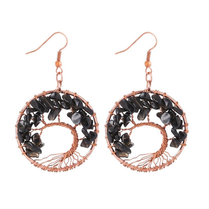 1 Pair Minimalist Leaf Natural Stone Copper Drop Earrings