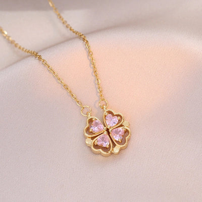 Minimalist Heart Shape Titanium Steel Inlay Rhinestones Women\'s Pendant Necklace