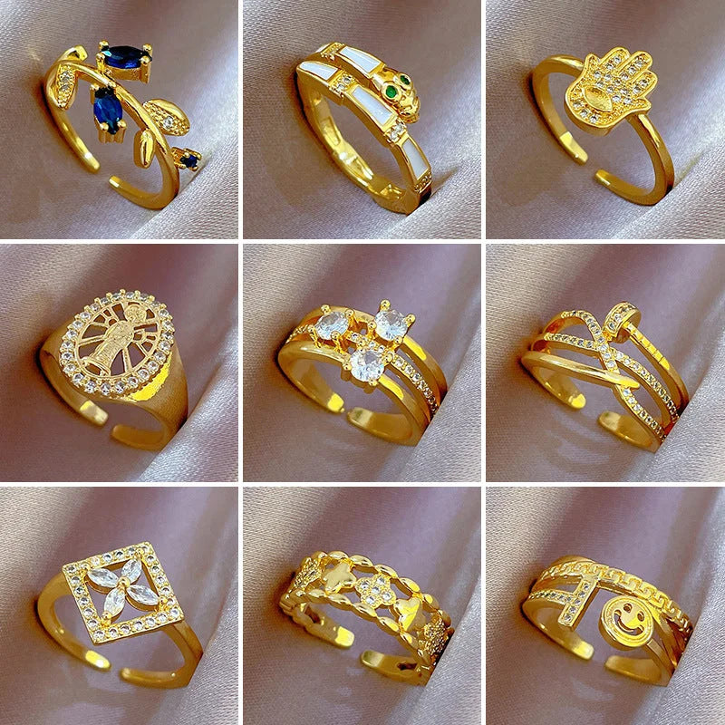Moderate Luxury Women Crown Brass Rings