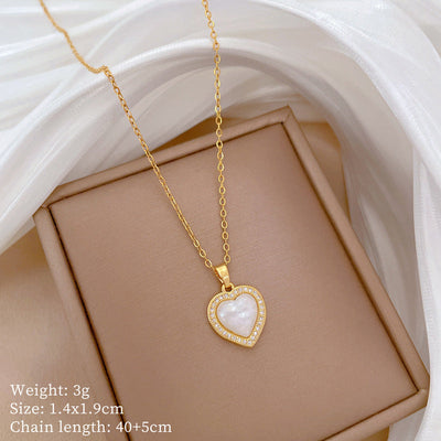Minimalist Geometric Titanium Steel Diamond Inlay Necklaces