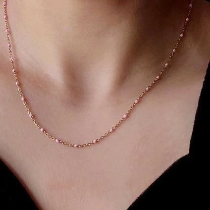 Titanium Steel 18K Gold Plated Minimalist Geometric Enamel Necklace