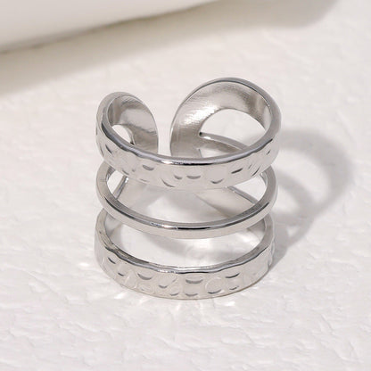 Open Ring Expressive Stripe Geometric Stainless Steel Electroplating Rings