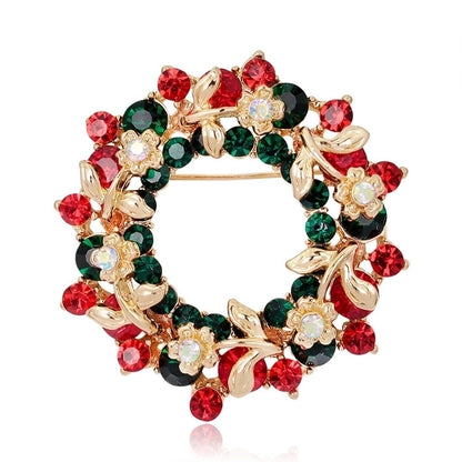 Fashion Pin Santa Claus Star Elk Alloy Plating Rhinestones Women'S Brooches