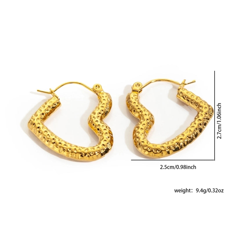 1 Pair Minimalist Heart Shape Titanium Steel Hoop Earrings
