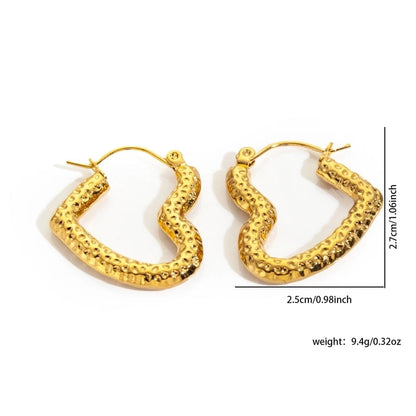 1 Pair Minimalist Heart Shape Titanium Steel Hoop Earrings