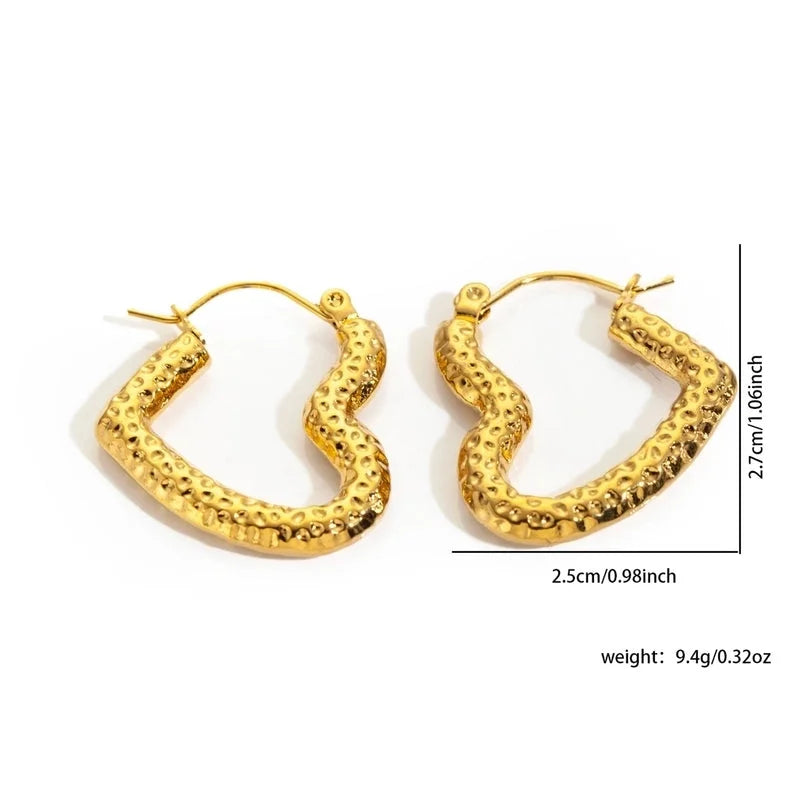 1 Pair Minimalist Heart Shape Titanium Steel Hoop Earrings