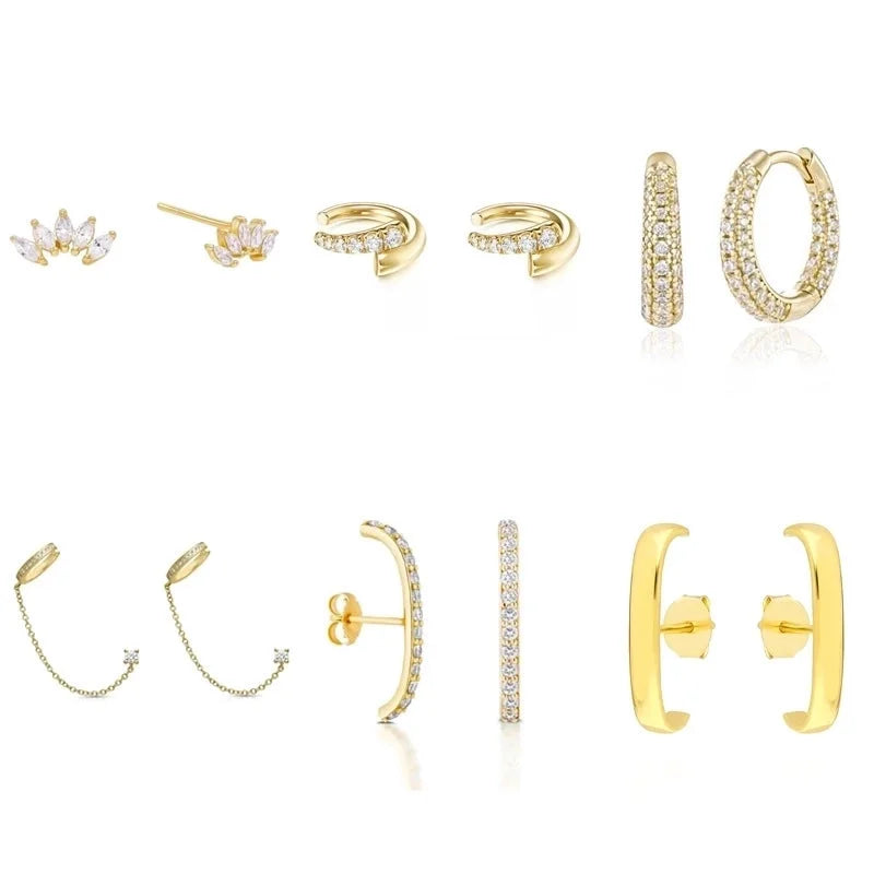 1 Pair IG Style Minimalist Geometric Inlay Copper Zircon Gold Plated Earrings