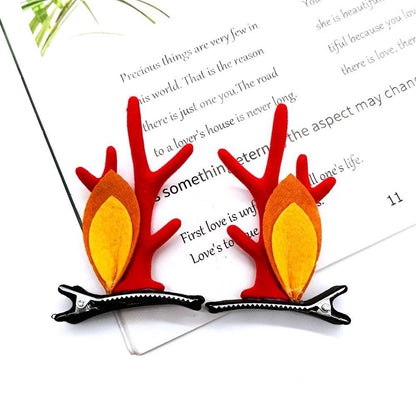 Christmas Cute Antlers Plastic Cloth Flannel Party Hairpin