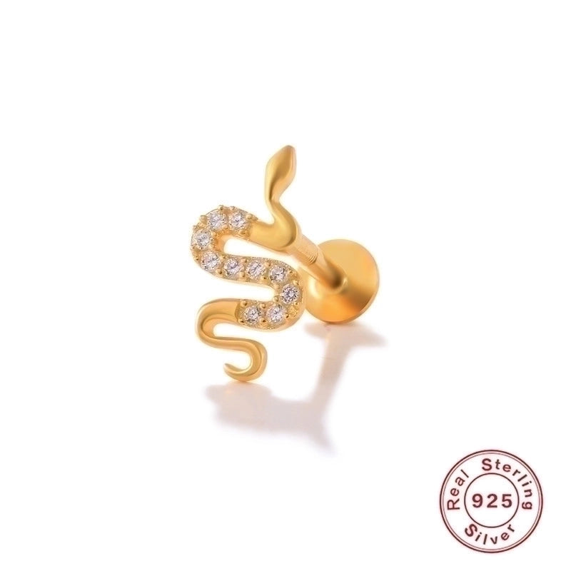 1 Piece Ear Cartilage Rings & Studs Fashion Solid Color 925 Sterling Silver Plating Inlay Zircon