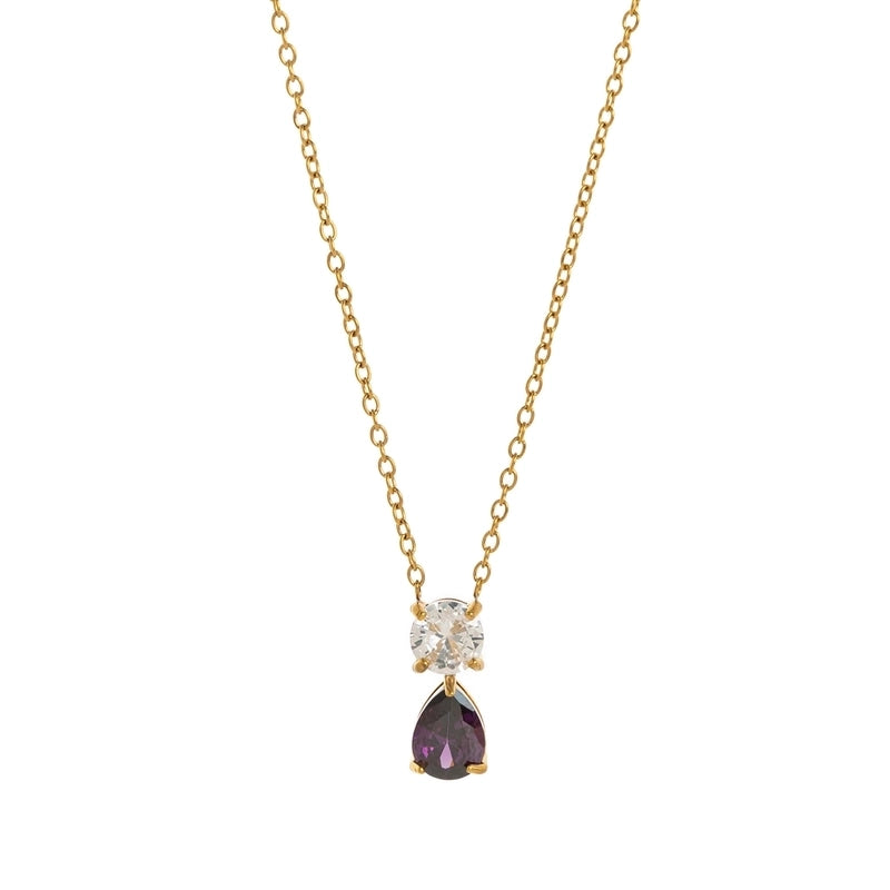 Minimalist Water Droplets 201 Stainless Steel 304 Stainless Steel Zircon 18K Gold Plated Inlay Pendant Necklace