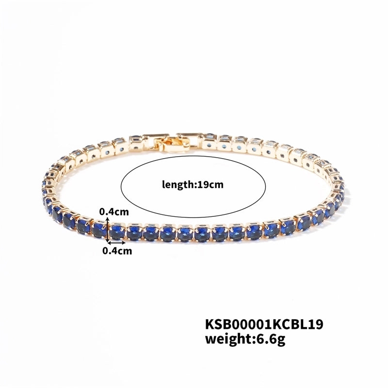 Copper Minimalist Shiny Inlay Geometric Zircon Bracelets Tennis Bracelet